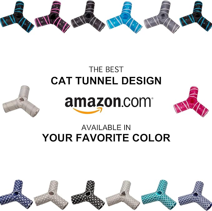 Cat Tunnel - Collapsible 3 Way Play Toy - Tube Fun for Rabbits, Kittens, and Dogs - All Brown