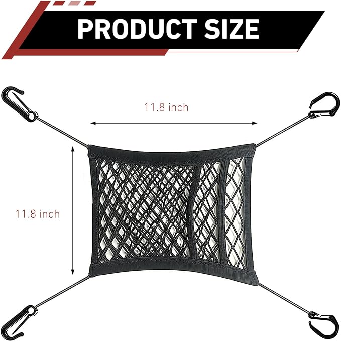 3-Layer Car Mesh Organizer, Front Seat Back Net Bag, Stretchable Kid Dog Car Net Barrier Pet Divider Storage, Universal Hanging Storage Netting Pouch for Most Auto, Sedan, SUV