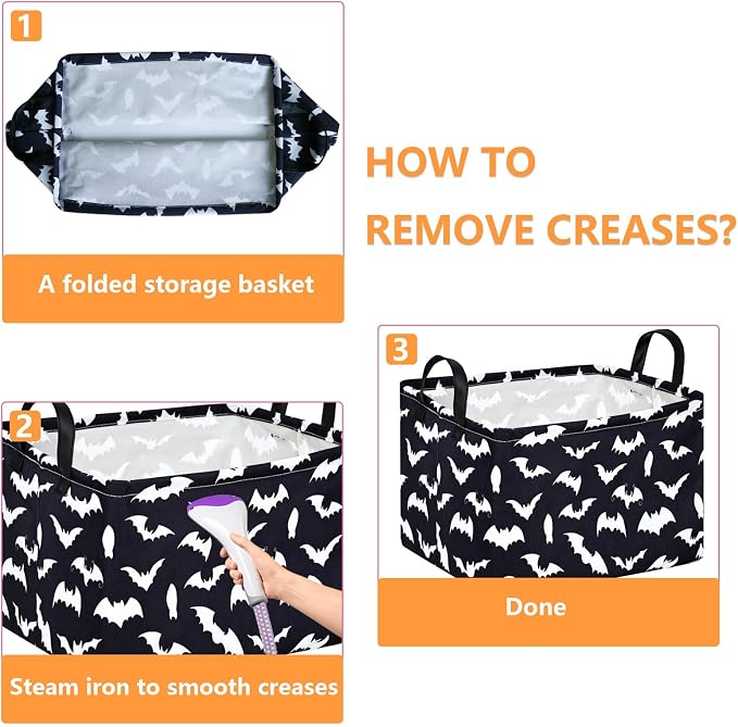 MAIZMZ Halloween Storage Basket Pumpkin Ghost Gift Basket for Kids Foldable Toy Box Waterproof Organizer Bin Laundry Nursery Hamper for Home Office Dorm Closet Shelf