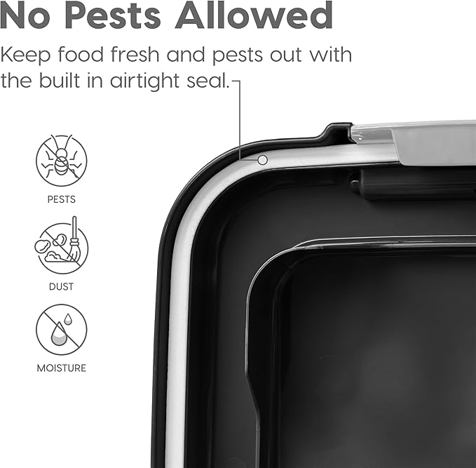 IRIS USA Dog Food Storage Container, Airtight, 30 lb Capacity, Wheels | Airtight seal keeps kibble, bird seed, and pet food fresh while wheels provide easy mobility around the home.