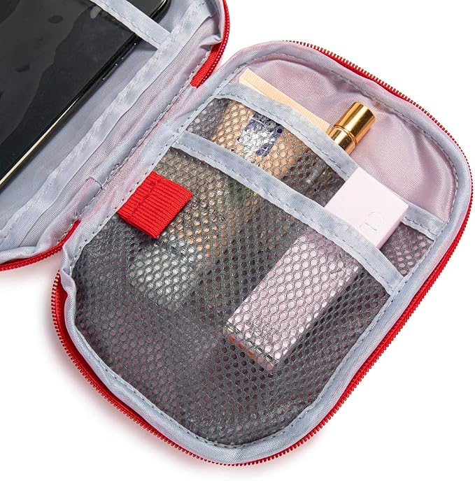 Red First Aid Bag Empty 1st Aid Bag Section Dividers Medical Travel Case Emergency First Responder Storage Compact Medicine Bag for Car Home Office Kitchen Sport Outdoors (Red)