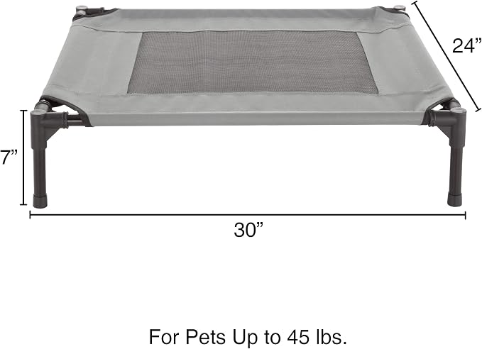 Elevated Dog Bed - 30x24-Inch Portable Pet Bed with Non-Slip Feet - Indoor/Outdoor Dog Bed or Puppy Cot for Pets up to 50lbs by PETMAKER (Gray)