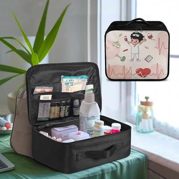 Nurse Medical Bag Empty Medium Cute First Aid Bag Empty Travel Medicine Bag Medical Supplies Organizer Bag Portable Kit for Traveling Car Camping Hiking School Student Dorm
