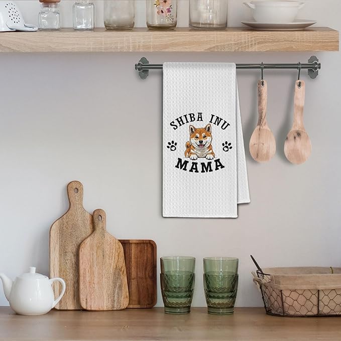 Shiba Inu Kitchen Towels, Dog Mama Shiba Inu Gifts for Women & Dogs Moms, Dog Lover Gifts Decorative Hand Towels for Bathroom, 16x24 Inch