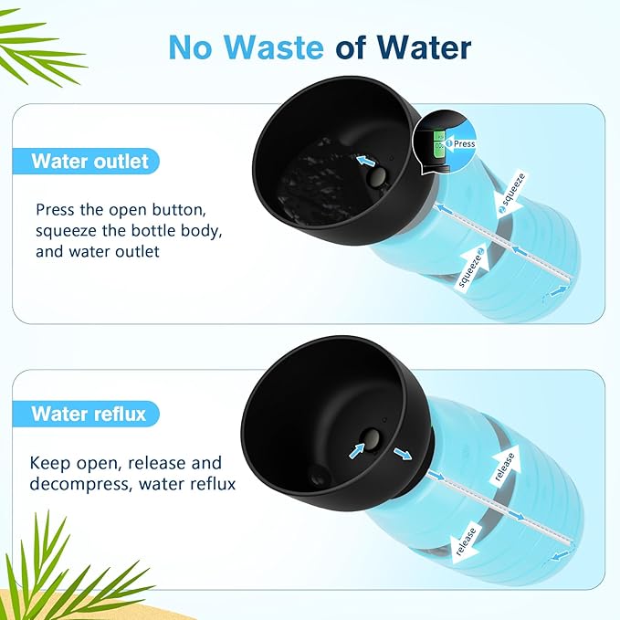 Pecute Portable Dog Water Bottle - 29oz + 7.7oz, Leakproof with Double Seal, Lightweight for Outdoor Walks & Trips
