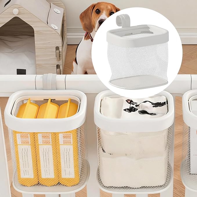 Dog Toy Storage Basket Pet Fence Organizer Bag Puppy Stuff Bin Crate Hanging Accessories Pouch Reinforced PP Material Suitable for Home Decoration