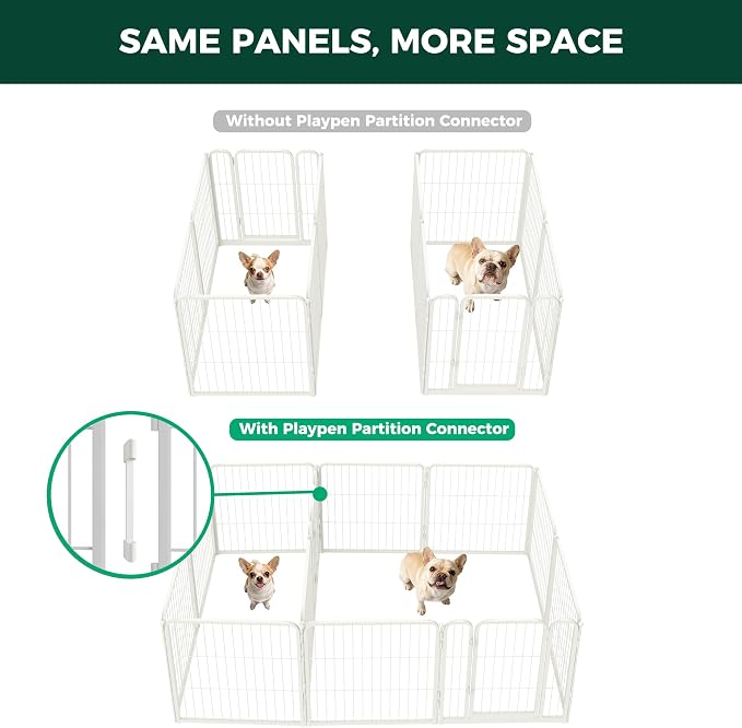 FXW Homeplus Indoor Dog Playpen with Divider Connectors, 24" H, 12 Panels | Calm Indoor Play Area, Two-Zone Layout, For Puppies & Small Dogs, Patented