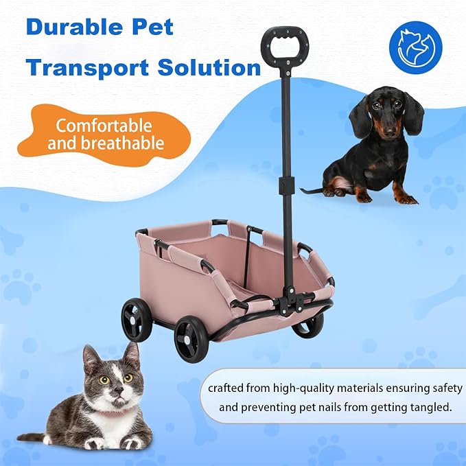 Folding Utility Cart,Small Cart 4 Wheels,Travel Shopping Walking Metal Cloth Safe Design Easy Clean Breathable Interior Compact Maneuverable Pull Rod Adjustable