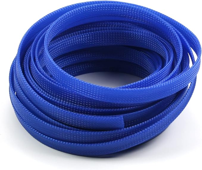 Jutagoss PET Expandable Braided Cable Sleeve, 32.8ft - 1/2 inch Blue Cable Management Sleeve, Wire Loom Tube Cord Protector for USB Cable, Power Cord, Audio Video and More, 1Pc