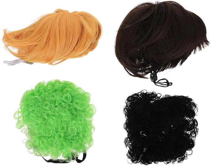 VOSAREA 4pcs Pet Cosplay Wigs for Dogs and Cats, Adjustable Straps Funny Role Play Headgear, Holiday Dress Up Party Accessories with Detachable Animal Ears