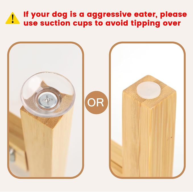 Elevated Dog Bowl Stand Adjustable Dog Food Holder 14”H Large Bamboo | 14” Elevated Dog Bowl Stand, Large Dogs, Adjustable, Fits 8”-11” Bowls, Single Bowl Holder, Natural Bamboo, Classic