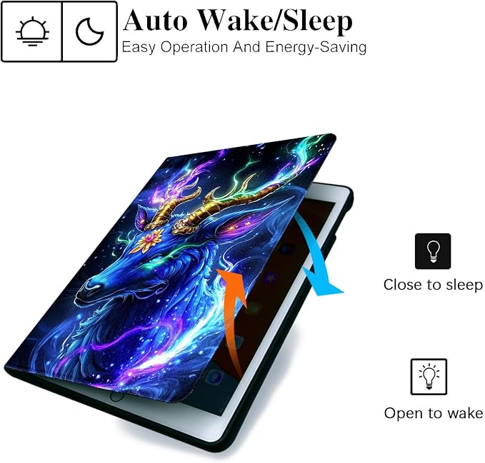 for Samsung Galaxy Tab A 10.1 2016 Model T580/T585/T587 Tablet Case,Auto Wake/Sleep,Adjustable Stand Protective Cover - Owl Moonlight