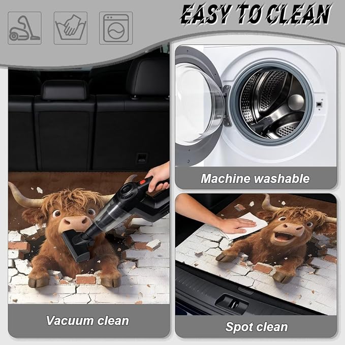 Cute Cattle Cargo Liner for Cars Non Slip Car Trunk Mats Dustproof Cargo Mats for Camping Picnic - Rear Trunk Mat Floor Mat Covers Universal Size 29" x 39" Inch