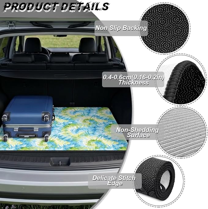 Howilath Green Spiral Tie Dye Trunk Liner Car Trunk Mat All Weather SUV Cargo Liner, Trunk Mats for Cars Durable Rear Trunk Mat, Non-Slip Universal Vehicle Interior Protection