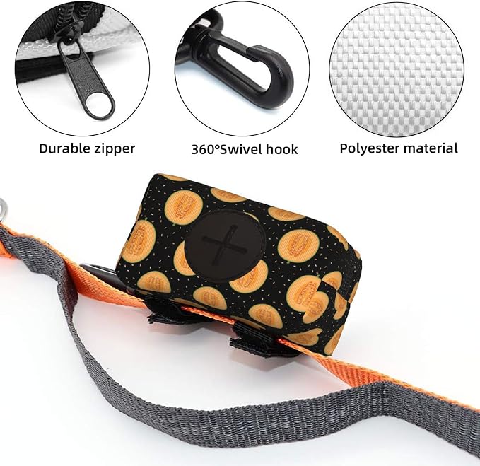 Cantaloupe Melon Pet Waste Bag Dispenser 0.2L | Portable Dog Poop Holder Waste Bag With Zipper Park Doggy Walking Accessory