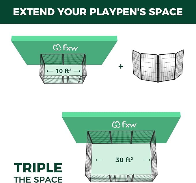 FXW Homeplus Indoor Dog Playpen, 45" H, 4 Panels, for Large Dogs | Stress-free play, Heavy-duty, Semi-open design, Easy setup, Threshold-free gate, Expandable, Patented