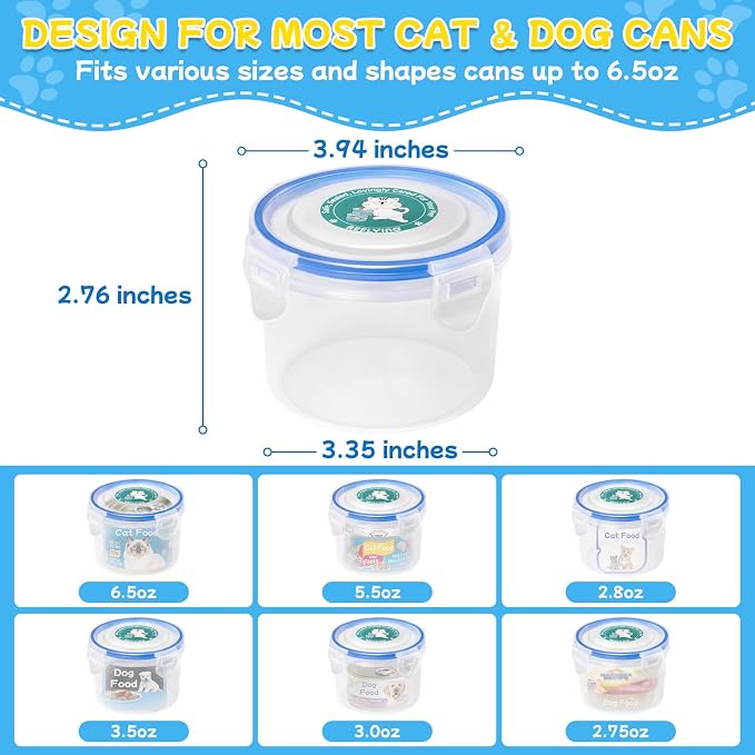 REFLYING Canned Cat Food Storage Lids Reusable Airtight Can Cover | Reusable airtight cat food can lids,Keeps wet food fresh,eliminates odor,Includes SUS 304 spoon and can opener