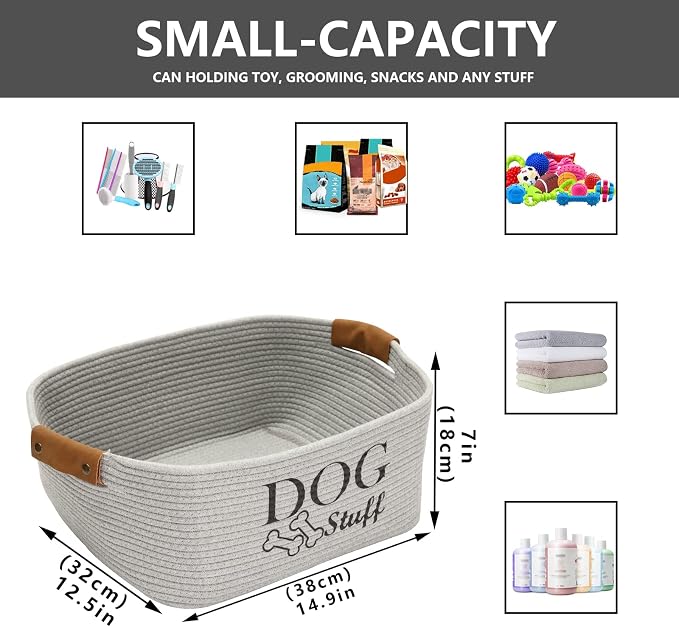 Morezi Durable Cotton Rope Dog Toy Storage, Large Dog Bin, Pet Bed, Puppy Toy Box - Perfect for Organizing Pet Toys, Blankets, Leashes, Clothing and Any Doggie Stuff - Gray