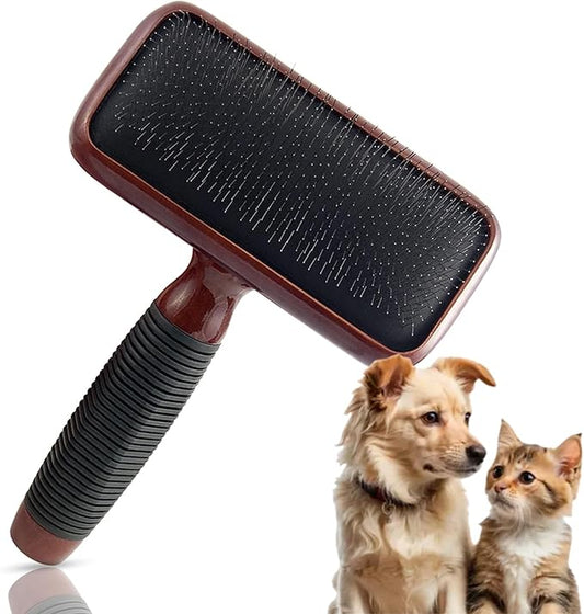 Kenchii Slicker Brush for Dogs, Professional Dog Grooming Brush for Loose Fur, Tangles, Long Short Haired, Stainless Steel Pins, Maplewood Handle, Medium