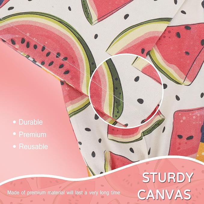 Plastic Bag Holder, Reusable Grocery Bag Holder for Plastic Bags Groceries Store, Flower Canvas Trash Plastic Bag Organizer Storage Holders for Home Kitchen Pantry Decor (Cute Watermelon)