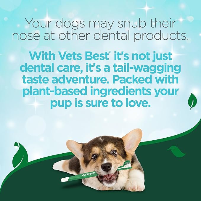 Vet’s Best Dog Toothbrush - Easy Teeth Cleaning for Dog Dental Care, Perfect for Dogs and Cats - Comes With 10 Soft Finger Brushes Per Pack