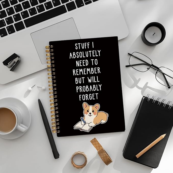 LIANGW Funny Corgi Gifts Spiral Notebook Journal | Welsh Corgi Lovers Gifts Journal for Writing,Pet Dog Mom Owner Gift,Dog School Office Stuff Supplies,5.5x8.3 Inch