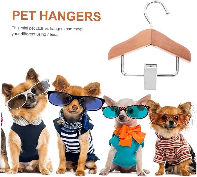 Wooden Pet Clothes Hanger Rack Multi-Purpose Dog Cat Clothing Clip Hanger Lightweight Design for Hanging Pet Apparel for Closet Indoor Drying