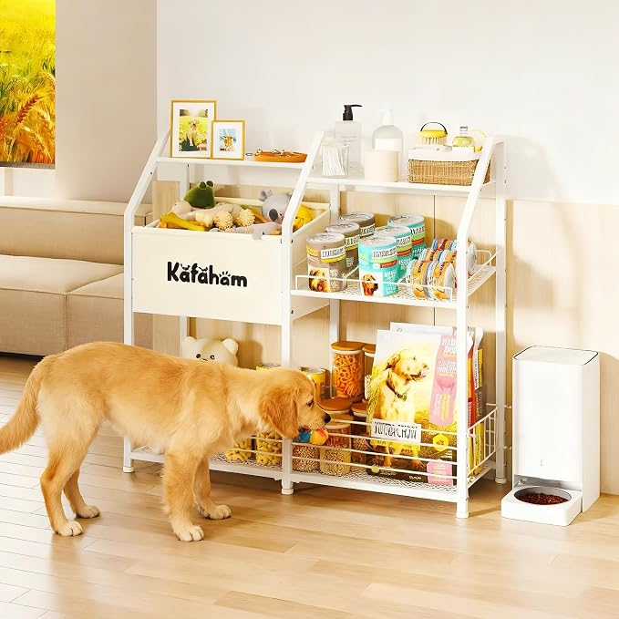 Dog Toy Basket, Dog Toy Box for Living Room Area, Dogs Toy Bin with Storage Organizer, All-in-One Cat Stuff Box & Essential Holder with Can Dispenser, Great Gift for Pet Lovers