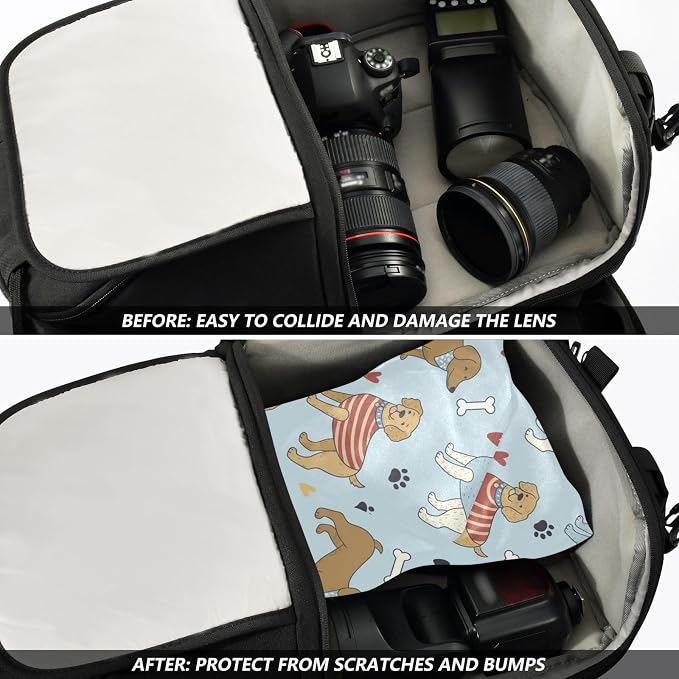 Emelivor Pets Blue Dogs Print Self-Adhesive Magic Cloth Makeup Bag Foldable Cosmetic Bag for Travelling Protective Wrap for Camera Travel Organizer for Cosmetics Electronics, 21.7x21.7in