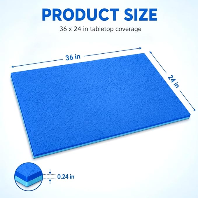 Nuanchu Dog Grooming Table Mat,36 x 24 x 0.2In,Non-Slip PVC Pad, Blue