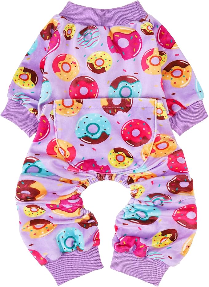 PUPTECK Soft Fleece Dog Pajamas for Small Medium Dogs, Dog Onesie Puppy Sweaters Clothes Jumpsuit Pjs, Cute Jammies Cat Coat Pet Costume Apparel