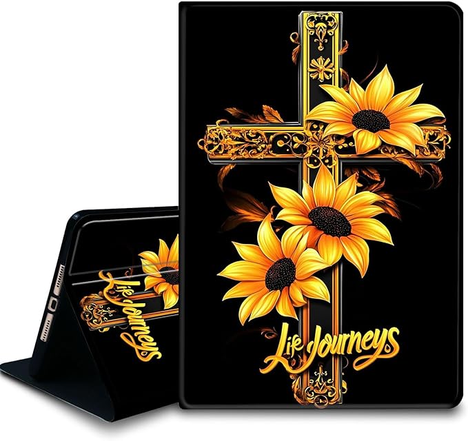 Bxgolkgd Tablet Case for Samsung Galaxy Tab S6 Lite 10.4 Inch (2024/2022/2020),Shockproof Stand Cover with Heat Dissipation,Auto Wake/Sleep Function,Sunflower Cross