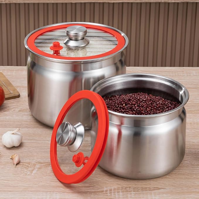 Leakproof Stainless Steel Kitchen Storage Jars Rustproof Large Capacity Airtights Containers for Dry Foods Grains Coffee Airtights Container with Clip