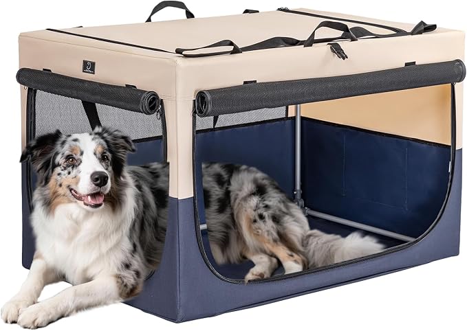 A 4 Pet 36-in Collapsible Soft Dog Crate, Large Dogs, Travel | patented screw frame, Lockable zippers, waterproof base, washable cover, outdoor/indoor/car