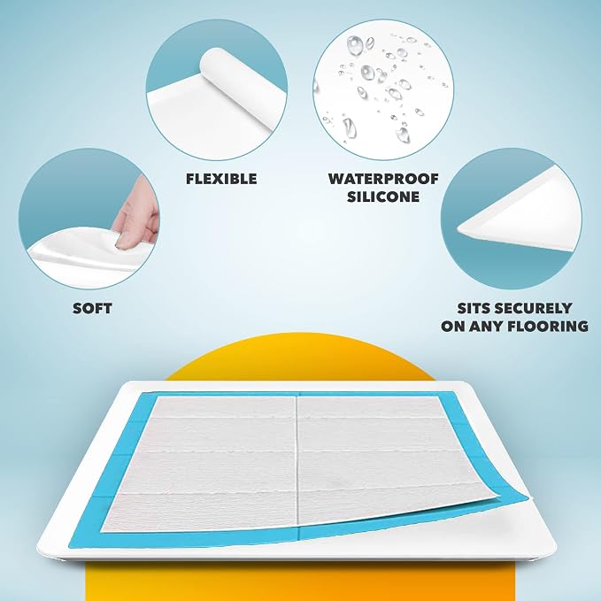 Dog Pee Pad Holder - Fits Up to 24” x 24” Pee Pad - 1 Pack - White | Stable Grip, Raised Edges, Quick-Wipe Silicone Surface Dog Potty Tray Holder for Indoor Flooring Protection
