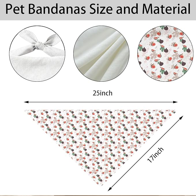 Fig Dog Bandana, Fresh Fruit Pattern Pet Triangle Scarf for Small Medium Dogs, Cute Puppy Bandana for Daily Wear Walks Picnic Birthday Party Family Photos