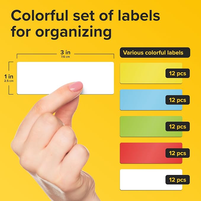 X-bet MAGNET Dry Erase Magnetic Labels, 1x3 (2.5x7.5cm), 60 pcs, Multicolor | Reusable Write-On Magnet Stickers for Fridge, Whiteboard & Classroom, Erasable Blank Labels & Sticky Notes
