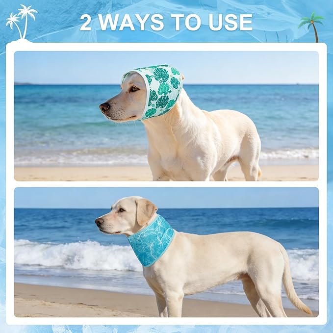 BEAUTYZOO Dog Cooling Bandana for Medium Large Dogs, 2 Pack Instant Cooling Bandanas Breathable Cooling Ice Towel Neck Wraps, Pet Scarf Keep Dogs Cool in Hot Summer,Leaf S