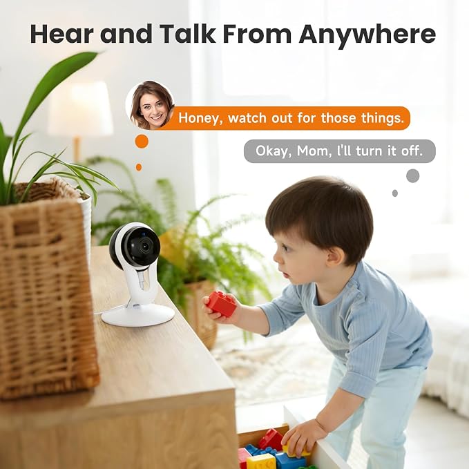 2 Pack Smart Indoor Home Camera, 2K WiFi Cameras for Pet & Family Monitoring, Motion & Sound Alerts, Night Vision, 2-Way Audio, Alexa Compatible