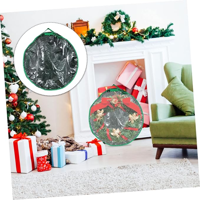 1pc Xmas Storage Bag with Clear Window Garland Holder for Holiday Wreaths Design for and Organization Decoration Storage