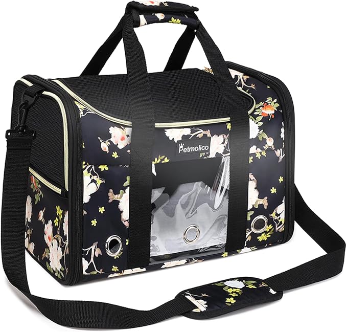 Petmolico Cat Carrier Soft-Sided Airline Approved, Medium, Mixed Yellow | For small/medium cats & puppies up to 16 lbs, 3 open doors, travel-friendly pet bag