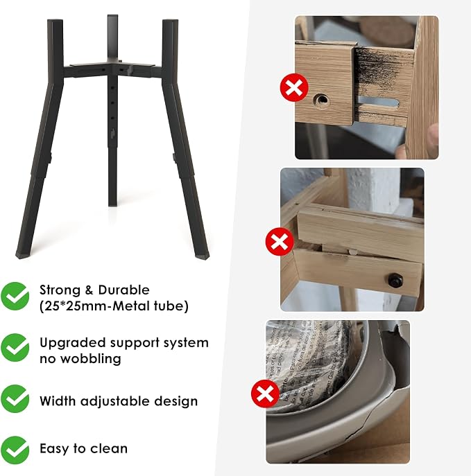 SHAINFUN Raised Dog Bowl Stand, Adjustable Height & Width, Single Elevated Food Water Holder, Bowl Not Included