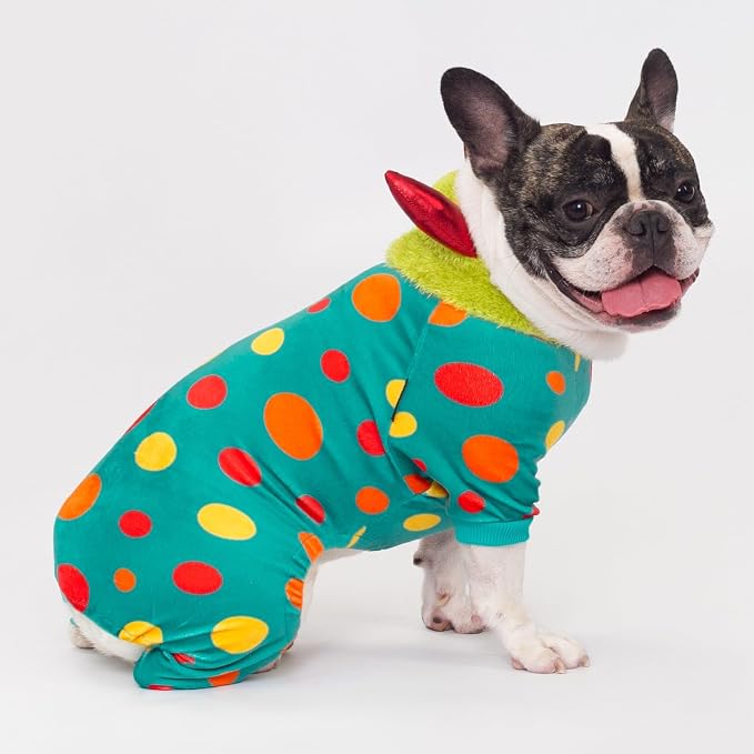Fitwarm Devil Horns Halloween Dog Monster Costume, Funny Costumes for Small Dogs Boy Girl, Pet Outfit, Teal Blue, Lime Green, Red, Medium