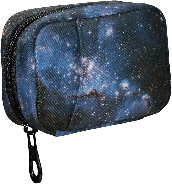 Fustylead Irregular Galaxy Travel Pill Case Bag with Zipper Weekly Pill Box 8 Compartments 7 Day Personal Pill Case Purse Medicine Case Organizer