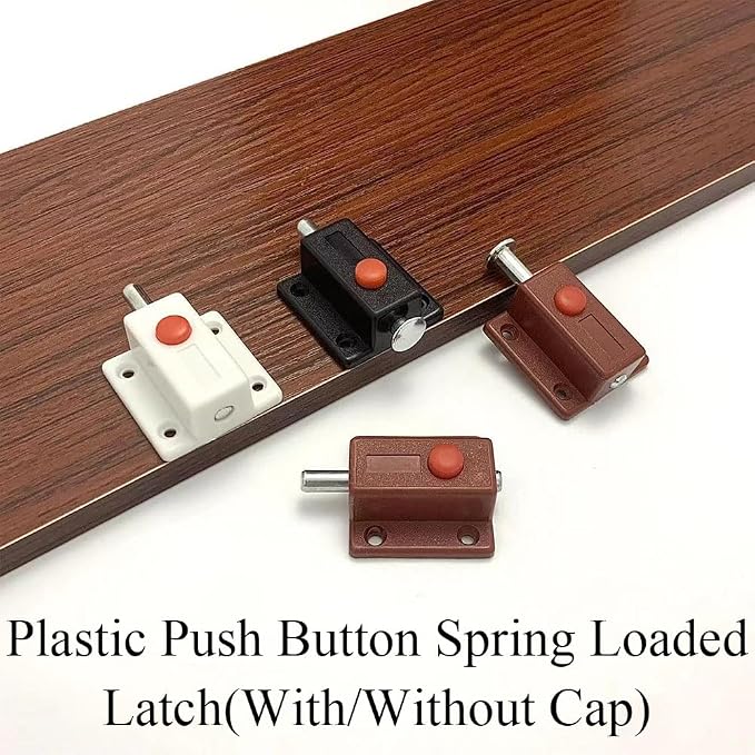 Press-to-Unlock Spring Latch for Cabinet Drawer Pet Door Tool Box Storage Chest (Black)