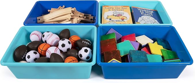Humble Crew Plastic Storage Bins for Kids, Large Removable Toy Organizer | BPA-free, lightweight, fits cubbies and bookshelves, compatible with most toddler shelving for playroom, bedroom, or nursery