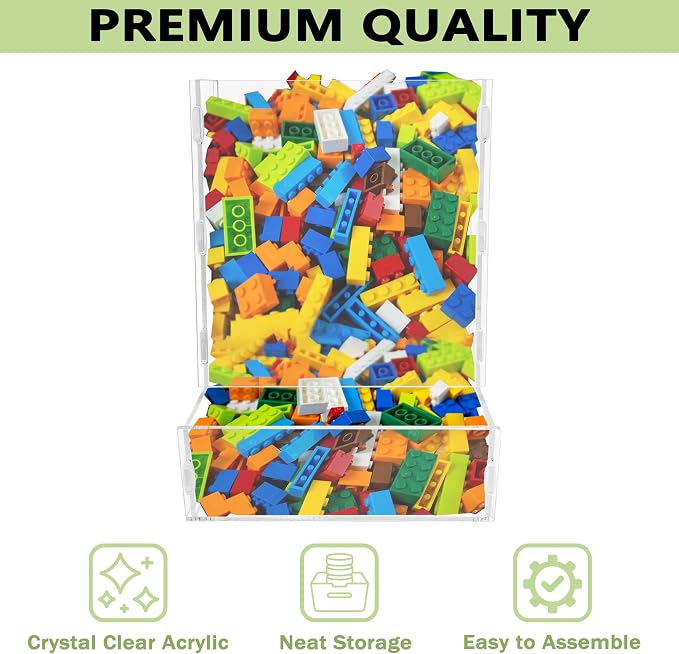 Montex Acrylic Wall Toy Dispenser, Acrylic Wall Storage, (Single Compartment) Hanging Organizer and Storage Bin for Playroom, Blocks, Cars, Balls, Snacks