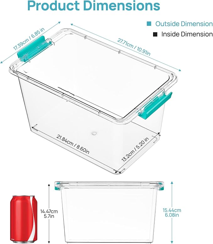 Vtopmart 6 Pack 5 Qt Clear Storage Bins with Lids for Toy & Craft Storage | Stackable Plastic Toy Bin for Home, Classroom, Plastic Art & Craft Storage Container, BPA-Free Organizer Box
