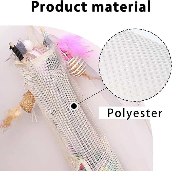 Pet Toy Storage Bag - Wall-Mounted, Space-Saving Organizer with Bottom Opening for Cat/Dog Toys (Toys Not Included) (Double)