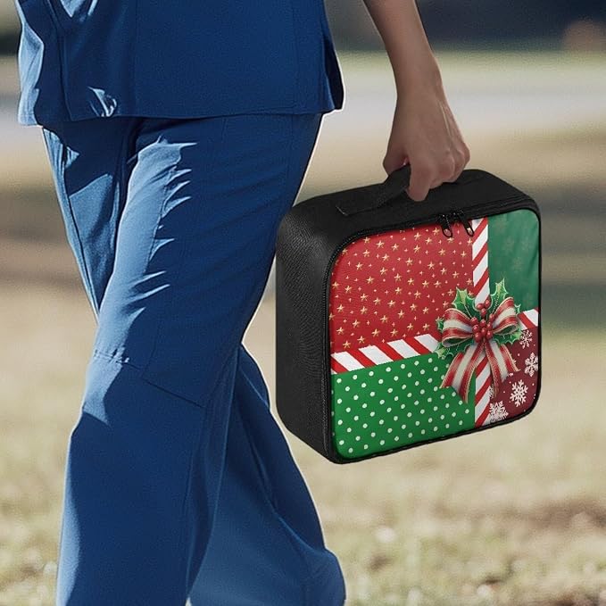 First Aid Case Empty Christmas Bow Empty First Aid Bag Medical Bag Empty Large Capacity for Home Office and Travel Use Lightweight Washable Soft Fabric
